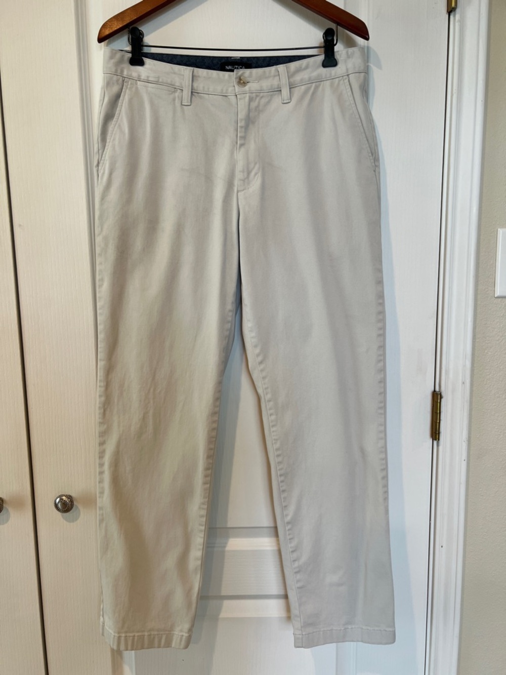 Nautica Men's The Deck Pant/Classic Fit Stretch Beige Chino Pants 33x32